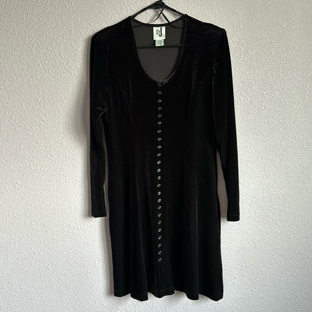 Vintage Dark Purple Velvet Midi Long Sleeve Dress